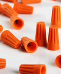 1000 Pack Orange Twist On Wire Connectors For 22 To 14 Gauge Cables, showing conical nuts with thick insulated shells.