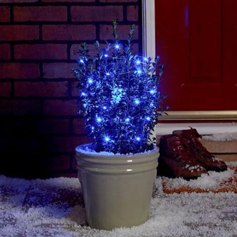 Potted plant with 12 Pack Battery Operated Fairy Lights 7Ft Each With 20 LEDs Waterproof Silver Wire Firefly String Lights