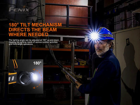 Person using HM70R 1600 Lumen USB Rechargeable Headlamp With Red Beam, High CRI Neutral Light in dimly lit workspace