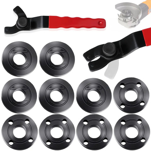 All-In-One 12-Piece Grinder Nut And Wrench Set For 4.5 To 7 Inch Grinders, Includes Lock Nut Wrenches, Inner And Outer Corner Nuts