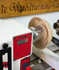 American Made Vacuum Chuck for Wood Turning Lathe With 1 Inch By 8 TPI Threads CNC Machined Aluminum, mounted on lathe with wood