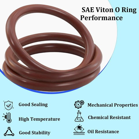 Viton O Ring Assortment Kit With 30 Sizes SAE FKM Seals, Shore 75A Durometer, highlighting sealing and oil resistance properties