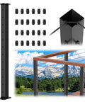 Built Tough 42 Inch Modular Cable Railing Corner Post For Deck And Porch Projects featuring rubber sleeves and stainless cable support.