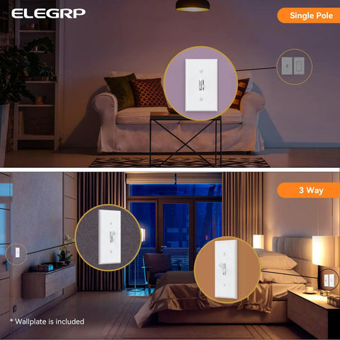 Digital Toggle Dimmer Switch For Dimmable LED CFL And Incandescent Bulbs, Single Pole Or 3 Way, UL Listed, Wall Plate Included
