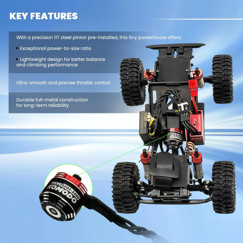Nano Brushless Motor With 11T Steel Pinion For SCX30 And ASCENT-32 RC Cars Upgrades in chassis view