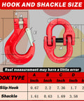 Measurement diagram of Half Inch Clevis Slip Hook And Chain Connector Link Set G80 Rated