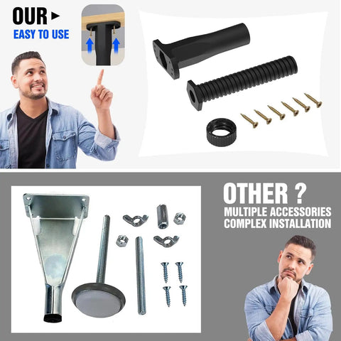 Adjustable Telescopic Bed Support Legs Center Stabilizer parts and installation accessories, showcasing simplicity versus complexity.