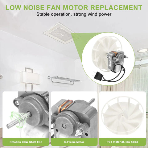 Replacement Bathroom Exhaust Fan Motor 120V 70 CFM Pure Copper for NuTone Broan Vent Fans S99080166 BP28 CCW 3000 RPM kit