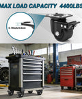 Humagineer 3-inch heavy-duty plate-swivel caster set of 4 with brake; nylon wheels, 4400 lbs capacity.