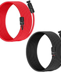 Red and black 10 AWG 6mm Solar Panel Extension Cable 8 Ft Heavy Duty Weather Resistant With Standard Solar Connectors.