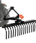 50 Inch Tow Behind Landscape Rake With 17 Steel Tines For Category 1 Tractors, angle adjustable lawn dethatcher attachment