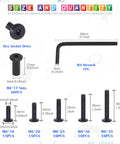 Black M6 Hex Socket Cap Bolts Kit With 16 20 25 30 35 mm Lengths, Allen Head Countersunk Design, includes M6x17 nuts and wrench