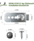 Four Piece Dishwasher Installation Bracket Kit With Thick Stainless Steel Construction, bracket dimensions shown