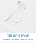 Close-up of tie up straps on Easy Install French Door Curtain For Double Doors Thermal Insulated Light Blocking Tie Up Shades Energy Efficient.