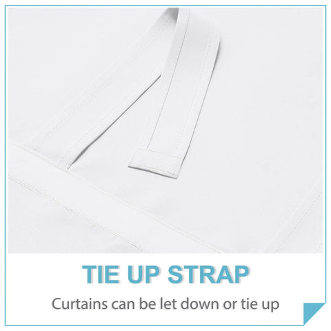 Close-up of tie up straps on Easy Install French Door Curtain For Double Doors Thermal Insulated Light Blocking Tie Up Shades Energy Efficient.