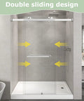 Heavy Duty Frameless Double Bypass Sliding Shower Door 55 To 60 Inches Wide By 76 Inches Tall in double sliding design.