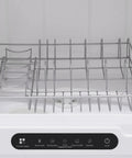 Interior view of Pretty Sweet Compact Countertop Dishwasher Featuring 1200W Power Plus Twelve 360 Degree Spin Jets for easy loading.