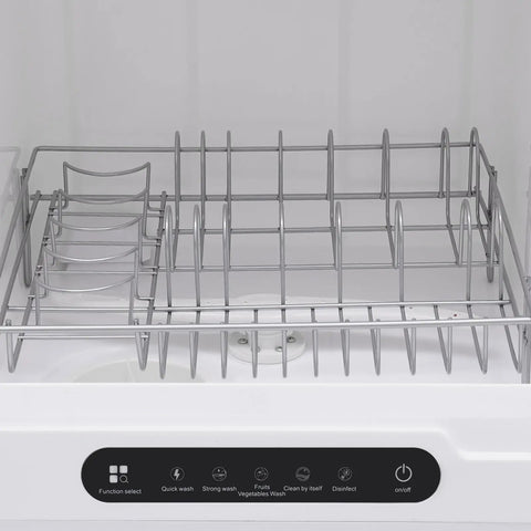 Interior view of Pretty Sweet Compact Countertop Dishwasher Featuring 1200W Power Plus Twelve 360 Degree Spin Jets for easy loading.