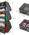 Beefy 66 Pound Capacity Hanging Closet Organizer with collapsible shelves, nonwoven fabric, and side pockets for storage, gray.