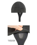 Thermal Neoprene Hood Cap For Freediving And Sea Swimming With Adjustable Chin Strap Beanie Hat Black Large Offers Warmth In Cold Water Durable Stitching Snug Fit Quick Release Strap Ideal For Skin Diving And Ocean Snorkeling. Mesh earplug detail shown.