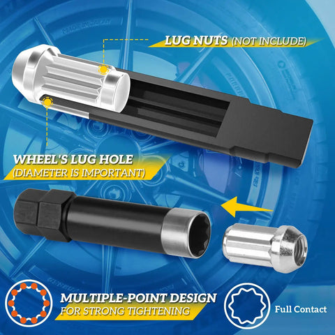 10 Spline Lug Nut Socket Kit For Bimecc 10 Spline Lug Nuts And Bolts Replacement Key showcased with wheel lug components