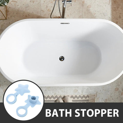 2pcs Silicone Star Shaped Bathtub Stopper Flat Cover for Drain Plug in a stylish bath setting with a white tub.