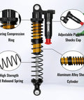 Beefy 100mm Aluminum Adjustable Piggyback RC Shock Absorber For One Tenth Crawlers Like Axial SCX10 TRX4 TRX6 D90 shown