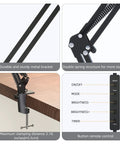 Clamp On Swing Arm LED Desk Lamp With 80 LED Beads 5 Color Modes And 11 Brightness Levels control panel and clamping mechanism