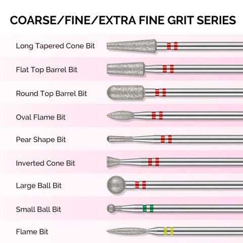 Various shapes of 20 Piece Diamond Nail Drill Bits Set For E File 3 By 32 Inch Cuticle And Acrylic Gel Nail Bits Kit With Pro Grade Quality