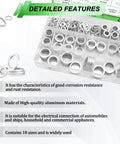 580 Piece Aluminum Oil Drain Plug Crush Washer Kit With 18 Sizes From M6 To M24, shown in organized slots with washers visible