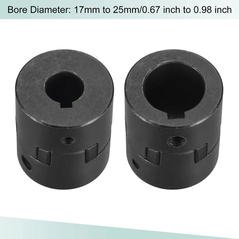 Flexible Coupling Shaft 17mm to 25mm Bore, 51mm Long by 44mm Outer Diameter, 45 Steel Motor Coupler Joint for Servo, Stepper and Encoder