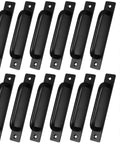 12 Pack Black Barn Door Handle Cabinet Pulls Aluminum Alloy 5.8 Inch Long With Screws