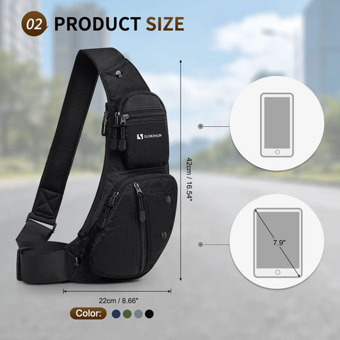 Image showing Lightweight Outdoor Sling Bag For Men And Women Crossbody Chest Pack With Water Resistant Tear Resistant Surface.