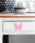 Butterfly Pink Cabinet Handles For Drawers And Cabinets, Vintage Style Furniture Hardware, Dresser Pulls Set on white drawer