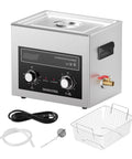 40 kHz ultrasonic wash tank in stainless steel with heating and timer controls for auto injector cleaning.