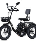 750W Electric Tricycle For Adults And Seniors With Fat Tires, 3 Wheel E Trike, 48V 13Ah UL 2849 Battery, 55 Mile Range, Semi Recumbent Design, Hydraulic Brakes, Easy Hill Climb And Smooth Everyday Ride black fat-tire 3-wheel e-trike with rear basket