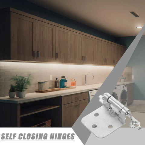 16 Piece Brushed Nickel Soft Closing Cabinet Hinges Damper 1.4mm Spring Hardware Set on kitchen cabinet installation