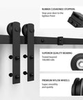 Heavy Duty Sliding Barn Door Hardware Kit In Black, Includes Pull Handle Set And Floor Guide, Fits 34 To 36 Inch Door Panels