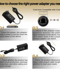 Diagram explaining compatibility of 24V 3A Power Supply Adapter 72W AC To DC Converter with adapter and device tips.