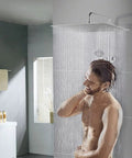 16 Inch Rain Shower Head High Pressure 1.8 GPM Brushed Nickel Square Shower Head with Anti Clog Silicone Nozzles, in use