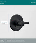 Precept Trim Kit Matte Black For Delta MultiChoice Universal Valve Rough In With Pressure Balance Cartridge on white wall