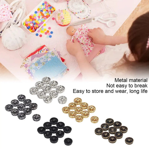 Snap Button Kit 100 Pieces 5mm Mini Metal Snap Fasteners for doll clothes sewing, clothing repair, skirts and collars.