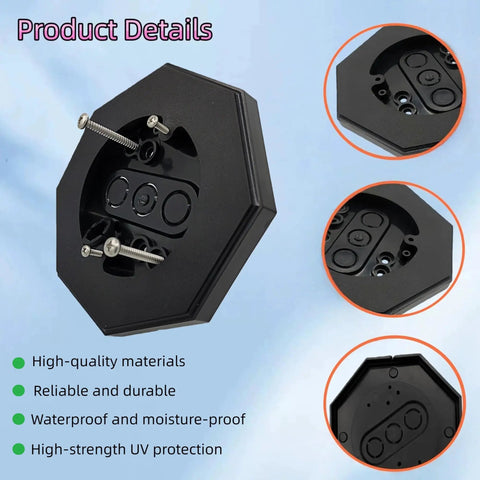 Vertical Siding Lamp Mounting Kit With Built In Electrical Box For Outdoor Lighting, Octagon Mounting Block Two Pack, black octagon siding block