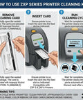 How to use Premium T390 And T156 Cleaning Kit For Zebra ZXP 1 3 8 Card Printers ensuring proper cleaning steps.