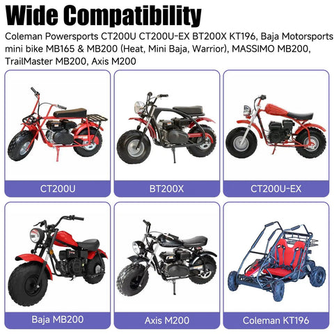 Wide compatibility of mini bikes for Beefy 40 Tooth Sprocket For 420 Chain With 40mm Bore Upgrade, models including CT200U and KT196.