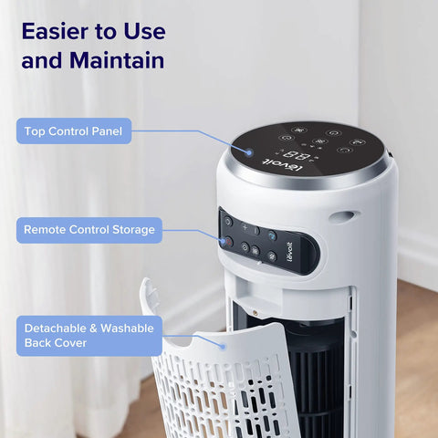 Beat The Summer Heat With This Whisper Quiet Bladeless Tower Fan Serving Smooth 90 Degree Oscillating Airflow, Slim Remote, Five Fast Speeds, Long Countdown Timer, Smart Bedroom Home Heating Cooling Essential