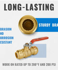 Three Quarter Inch Push To Connect Ball Valve No Lead Brass Full Port Plumbing Fittings For PEX Copper CPVC PE RT Pack Of Two Easy Install