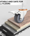 Heavy Duty Swivel Caster Wheels With M Threaded Stem And Top Plate on wooden, tile, cement, carpet, and slate floors, with brake.