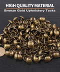 Top Shelf Antique Bronze Upholstery Tacks in bronze gold finish, 5/8 inch, used for furniture upholstery and DIY projects.