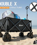 Heavy Duty Folding Wagon Cart With All Terrain Wheels For Beach And Sand Camping Garden And Grocery Trips on sandy beach